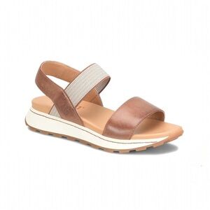 Born Mimi Leather Wedge Flexible Brown Neutral Sandals 9 NWT